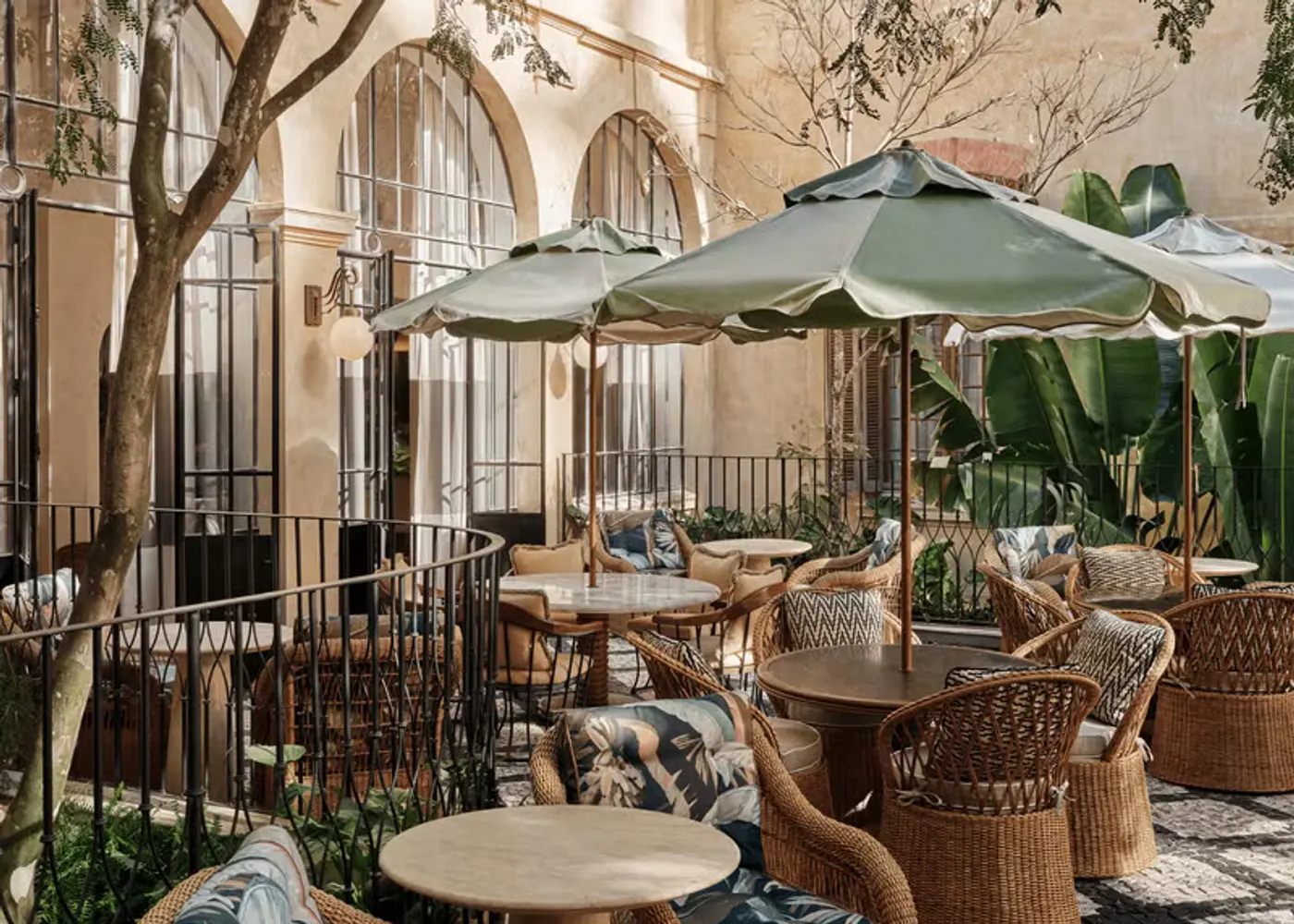 A premium hospitality courtyard where digital identity can become useful in real space