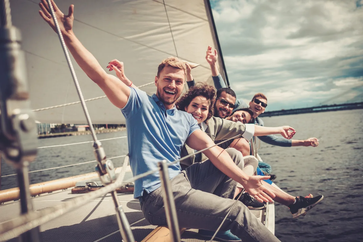 Friends sailing together as a symbol of global community