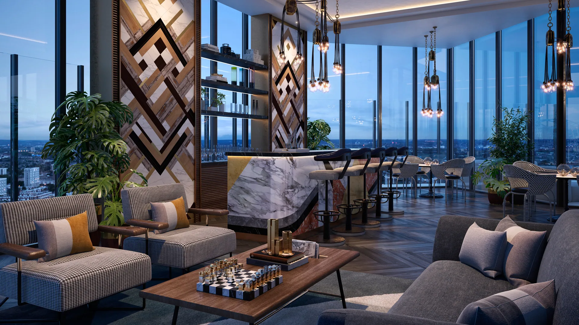 Premium Crays hospitality lounge and city bar for the global club layer