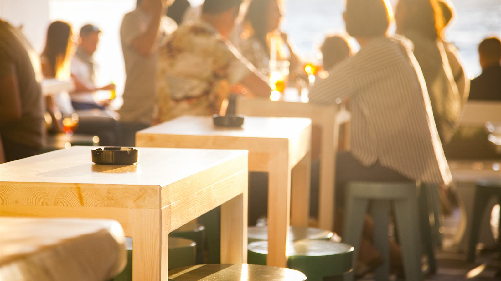 Hospitality venue environment representing DNC mesh and Wi-Fi Aware nodes